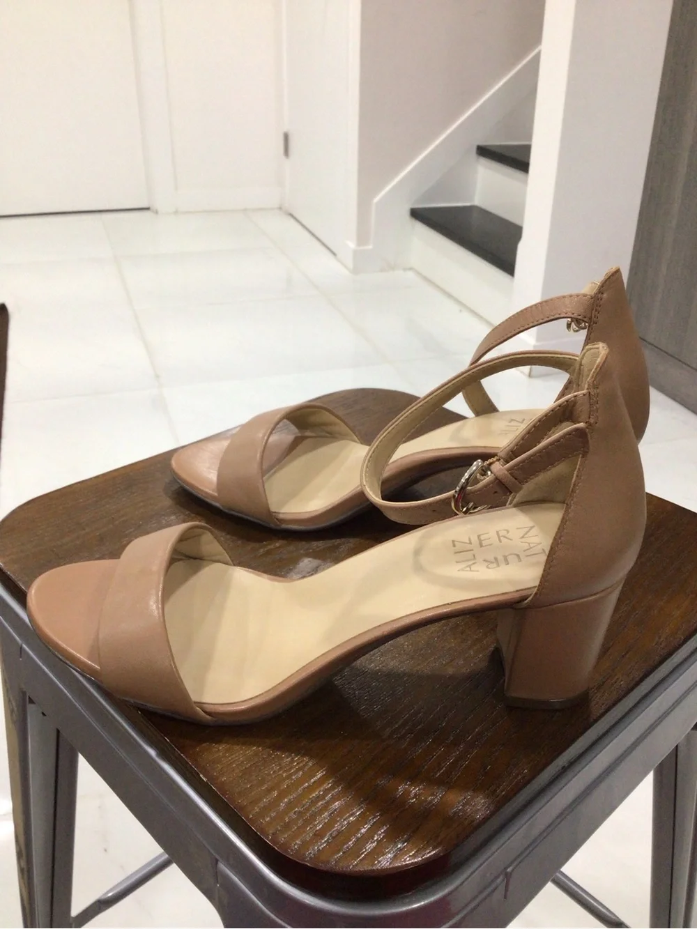 Naturalizer Blush Tan Ankle-Strap Block Heels